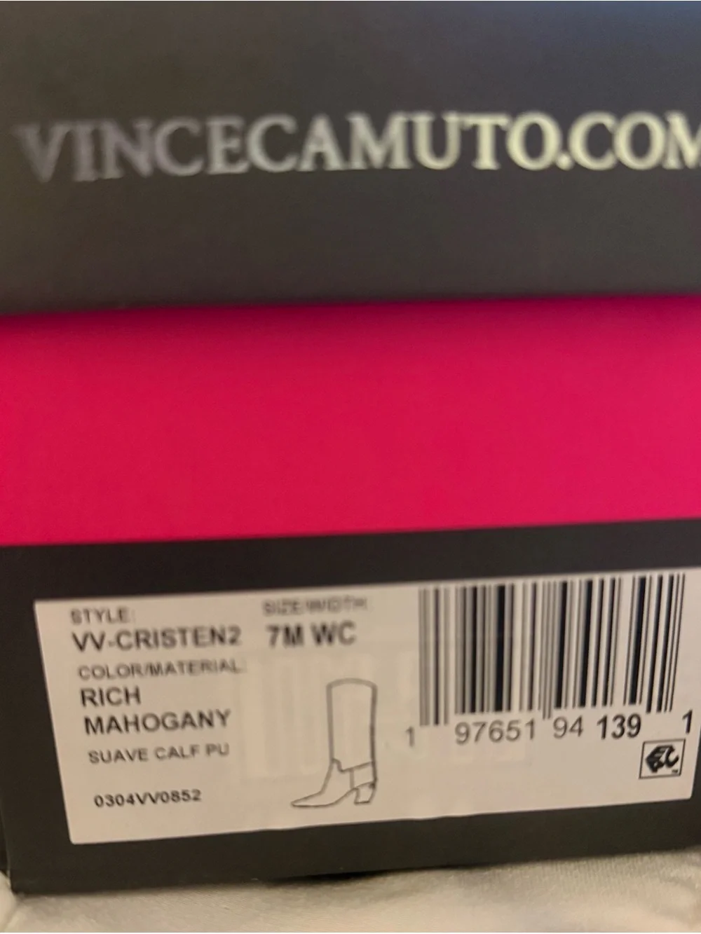 Vince Camuto Cristen  Leather Boot Wide Calf in Rich Mahogany